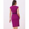 imageAllegra K Elegant Business Dress for Womens Cap Sleeve Belted Wear to Work Sheath DressesPurple