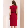 imageAllegra K Elegant Business Dress for Womens Cap Sleeve Belted Wear to Work Sheath DressesRed