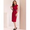 imageAllegra K Elegant Business Dress for Womens Cap Sleeve Belted Wear to Work Sheath DressesRed