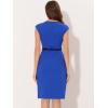 imageAllegra K Elegant Business Dress for Womens Cap Sleeve Belted Wear to Work Sheath DressesRoyal Blue