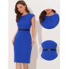 imageAllegra K Elegant Business Dress for Womens Cap Sleeve Belted Wear to Work Sheath DressesRoyal Blue