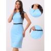 imageAllegra K Elegant Business Dress for Womens Cap Sleeve Belted Wear to Work Sheath DressesSky Blue