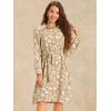 imageAllegra K Floral Button Down Dress for Womens Collar Long Sleeve Tie Belted Shirt DressesKhaki
