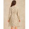 imageAllegra K Floral Button Down Dress for Womens Collar Long Sleeve Tie Belted Shirt DressesKhaki
