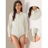 imageAllegra K Leotard Shirt for Womens Collared Business Casual Button Down Long Sleeves Bodysuit TopBeige