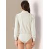 imageAllegra K Leotard Shirt for Womens Collared Business Casual Button Down Long Sleeves Bodysuit TopBeige