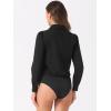 imageAllegra K Leotard Shirt for Womens Collared Business Casual Button Down Long Sleeves Bodysuit TopBlack