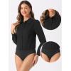 imageAllegra K Leotard Shirt for Womens Collared Business Casual Button Down Long Sleeves Bodysuit TopBlack