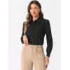 imageAllegra K Leotard Shirt for Womens Collared Business Casual Button Down Long Sleeves Bodysuit TopBlack