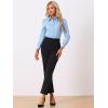 imageAllegra K Leotard Shirt for Womens Collared Business Casual Button Down Long Sleeves Bodysuit TopLight Blue