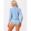 imageAllegra K Leotard Shirt for Womens Collared Business Casual Button Down Long Sleeves Bodysuit TopLight Blue