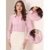 imageAllegra K Leotard Shirt for Womens Collared Business Casual Button Down Long Sleeves Bodysuit TopPink
