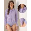 imageAllegra K Leotard Shirt for Womens Collared Business Casual Button Down Long Sleeves Bodysuit TopPurple
