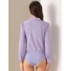 imageAllegra K Leotard Shirt for Womens Collared Business Casual Button Down Long Sleeves Bodysuit TopPurple