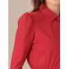 imageAllegra K Leotard Shirt for Womens Collared Business Casual Button Down Long Sleeves Bodysuit TopRed
