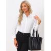 imageAllegra K Leotard Shirt for Womens Collared Business Casual Button Down Long Sleeves Bodysuit TopWhite