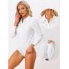 imageAllegra K Leotard Shirt for Womens Collared Business Casual Button Down Long Sleeves Bodysuit TopWhite