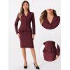 imageAllegra K Skirt Suit Sets for Womens 2 Piece Formal Office Notched Lapel Peplum Jacket Blazer Pencil Skirts SetDeep Purple