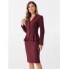 imageAllegra K Skirt Suit Sets for Womens 2 Piece Formal Office Notched Lapel Peplum Jacket Blazer Pencil Skirts SetDeep Purple