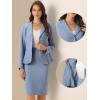 imageAllegra K Skirt Suit Sets for Womens 2 Piece Formal Office Notched Lapel Peplum Jacket Blazer Pencil Skirts SetGray Blue