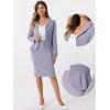 imageAllegra K Skirt Suit Sets for Womens 2 Piece Formal Office Notched Lapel Peplum Jacket Blazer Pencil Skirts SetGrey Purple