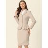 imageAllegra K Skirt Suit Sets for Womens 2 Piece Formal Office Notched Lapel Peplum Jacket Blazer Pencil Skirts SetKhaki