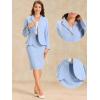 imageAllegra K Skirt Suit Sets for Womens 2 Piece Formal Office Notched Lapel Peplum Jacket Blazer Pencil Skirts SetLight Blue