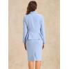 imageAllegra K Skirt Suit Sets for Womens 2 Piece Formal Office Notched Lapel Peplum Jacket Blazer Pencil Skirts SetLight Blue