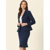 imageAllegra K Skirt Suit Sets for Womens 2 Piece Formal Office Notched Lapel Peplum Jacket Blazer Pencil Skirts SetNavy