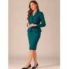 imageAllegra K Skirt Suit Sets for Womens 2 Piece Formal Office Notched Lapel Peplum Jacket Blazer Pencil Skirts SetPeacock Green