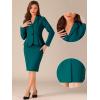 imageAllegra K Skirt Suit Sets for Womens 2 Piece Formal Office Notched Lapel Peplum Jacket Blazer Pencil Skirts SetPeacock Green