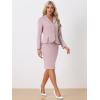 imageAllegra K Skirt Suit Sets for Womens 2 Piece Formal Office Notched Lapel Peplum Jacket Blazer Pencil Skirts SetPink