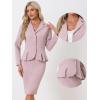 imageAllegra K Skirt Suit Sets for Womens 2 Piece Formal Office Notched Lapel Peplum Jacket Blazer Pencil Skirts SetPink