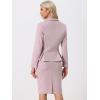 imageAllegra K Skirt Suit Sets for Womens 2 Piece Formal Office Notched Lapel Peplum Jacket Blazer Pencil Skirts SetPink