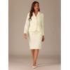 imageAllegra K Skirt Suit Sets for Womens 2 Piece Formal Office Notched Lapel Peplum Jacket Blazer Pencil Skirts SetWhite Beige