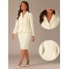 imageAllegra K Skirt Suit Sets for Womens 2 Piece Formal Office Notched Lapel Peplum Jacket Blazer Pencil Skirts SetWhite Beige