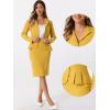 imageAllegra K Skirt Suit Sets for Womens 2 Piece Formal Office Notched Lapel Peplum Jacket Blazer Pencil Skirts SetYellow