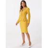 imageAllegra K Skirt Suit Sets for Womens 2 Piece Formal Office Notched Lapel Peplum Jacket Blazer Pencil Skirts SetYellow