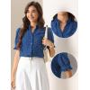 imageAllegra K Summer Tops for Womens Dressy Short Sleeve V Neck Buttons Hollow Out Embroidered Blouses ShirtsBlue