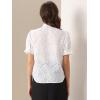 imageAllegra K Summer Tops for Womens Dressy Short Sleeve V Neck Buttons Hollow Out Embroidered Blouses ShirtsWhite