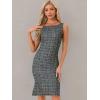 imageAllegra K Tweed Dress for Womens Summer Sleeveless Elegant Plaid Bodycon DressesBlack
