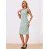 imageAllegra K Tweed Dress for Womens Summer Sleeveless Elegant Plaid Bodycon DressesGreen