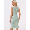 imageAllegra K Tweed Dress for Womens Summer Sleeveless Elegant Plaid Bodycon DressesGreen