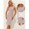 imageAllegra K Tweed Dress for Womens Summer Sleeveless Elegant Plaid Bodycon DressesPink