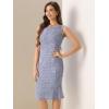 imageAllegra K Tweed Dress for Womens Summer Sleeveless Elegant Plaid Bodycon DressesPurple Blue