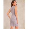 imageAllegra K Tweed Dress for Womens Summer Sleeveless Elegant Plaid Bodycon DressesWhite Pink
