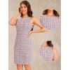 imageAllegra K Tweed Dress for Womens Summer Sleeveless Elegant Plaid Bodycon DressesWhite Pink