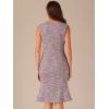 imageAllegra K Tweed Dress for Womens Summer Sleeveless Elegant Plaid Bodycon DressesWine Red