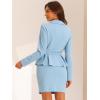 imageAllegra K Two Pieces Suits for Womens Business Peplum Blazer Jacket Mini Pencil Skirt SetsLight Blue