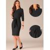 imageAllegra K Wear to Work Dress for Womens Tie Front Slit Neck 34 Sleeve Sheath DressesBlack